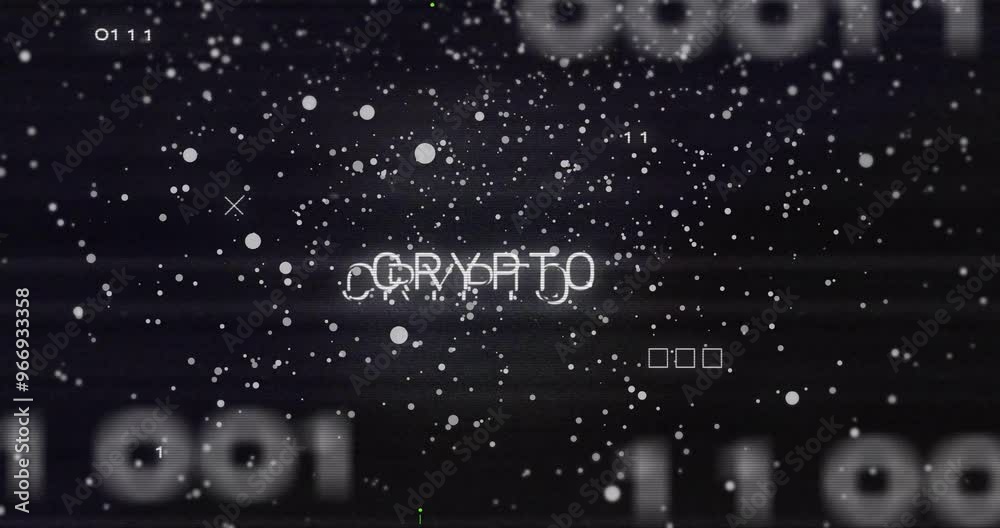 Animation of data processing over crypto text and connections Animation of data processing over crypto text and connections