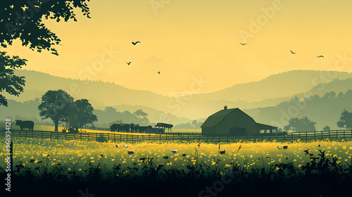 A serene rural landscape fe...