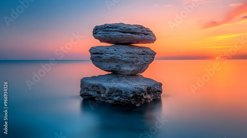 A serene sunset over calm w...