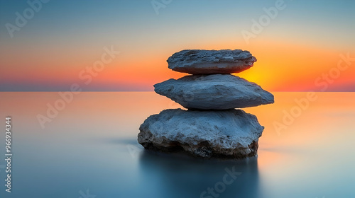A serene sunset over calm w...