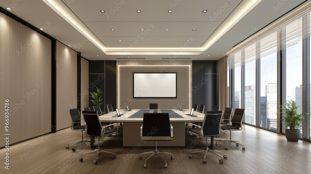 Modern Conference Room Interior Design with City View Modern Conference Room Interior Design with City View