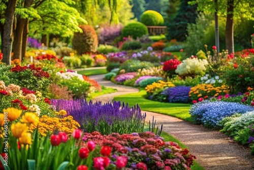 Stunning colorful flowers in a garden macro shot