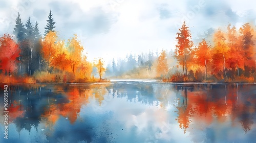 Serene Autumn Lake Surrounded by Vibrant Forest Reflections