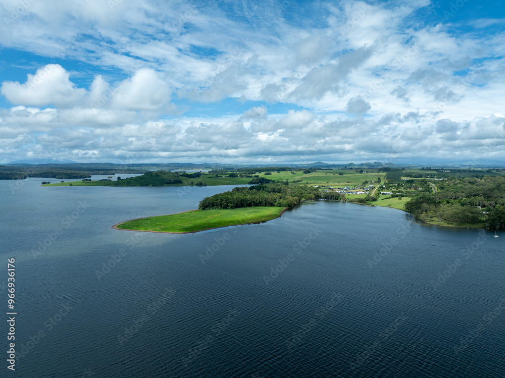 Aerial drone shot of lake tinaroo in Far North QLD