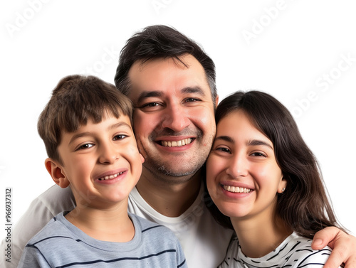 Family father mother son daughter kid studio photo white background