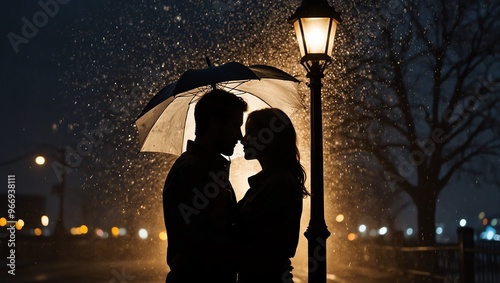 couple kissing in the night