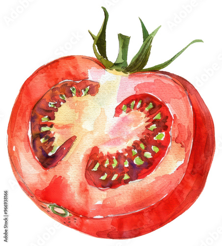 Wallpaper Mural PNG  Vibrant watercolor tomato illustration Torontodigital.ca