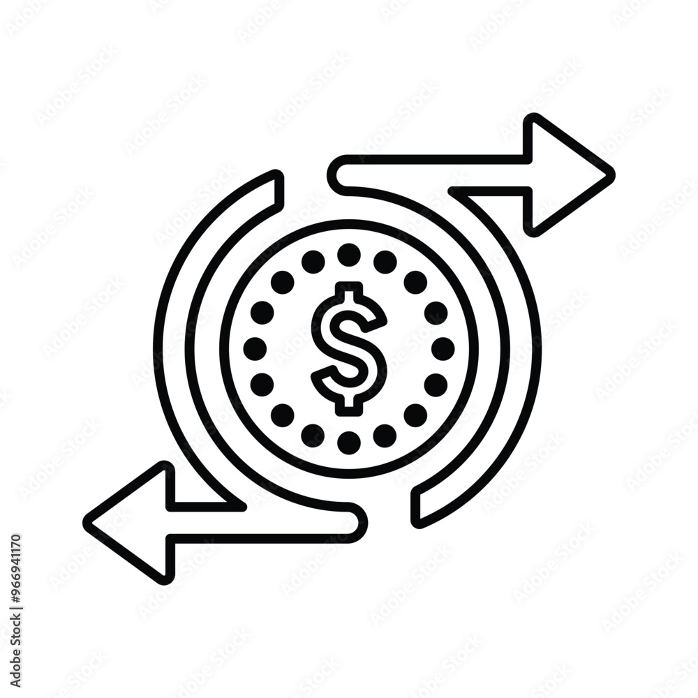 Cash, flow, transaction icon. Outline vector. Cash, flow, transaction icon. Outline vector.