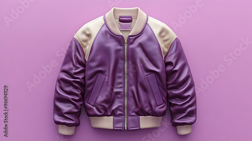 A stylish purple bomber jac...