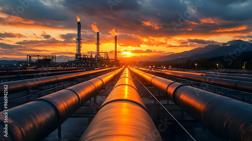 A sunset view over industri...