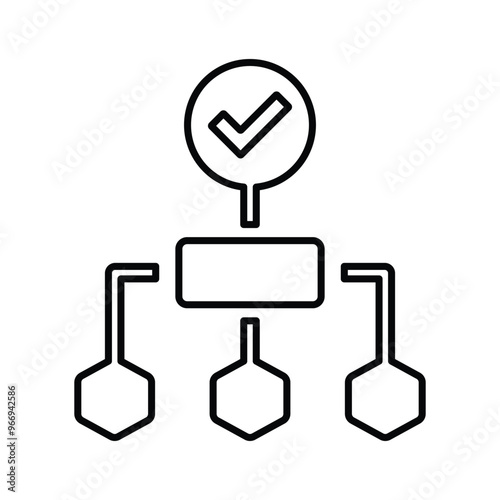 Flowchart, success, screen icon. Outline vector.