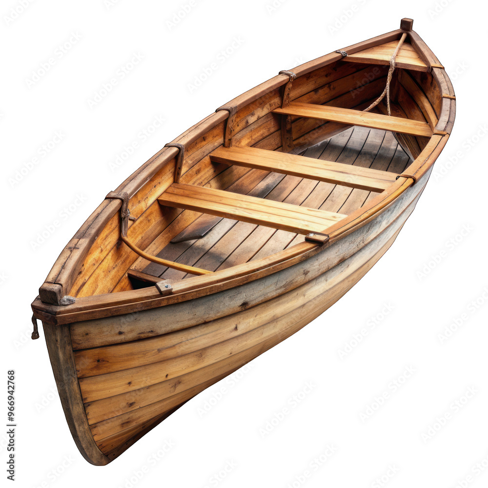 Aged wood rowing boat isolated on transparent background Aged wood rowing boat isolated on transparent background