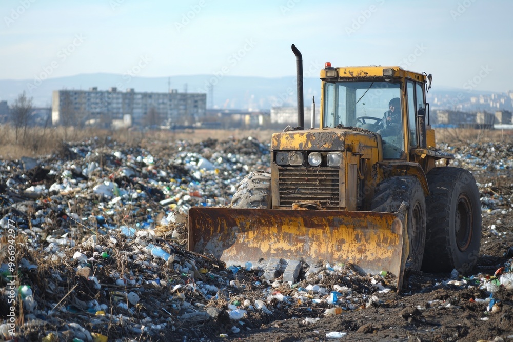 Waste landfill illustration created with Generative AI Waste landfill illustration created with Generative AI