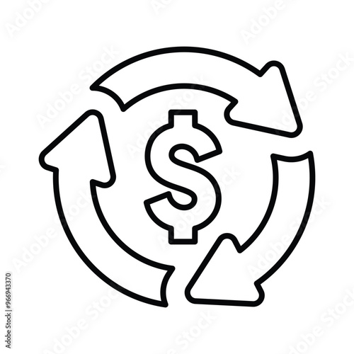 Transaction, transfer, money flow icon. Outline vector.