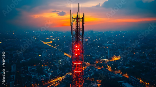 A telecommunications tower ...