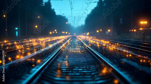 A tranquil railway scene at...
