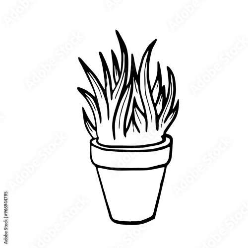 flower icon planted in a pot in vector style