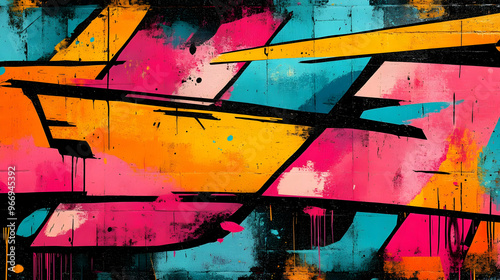 A vibrant abstract mural fe...