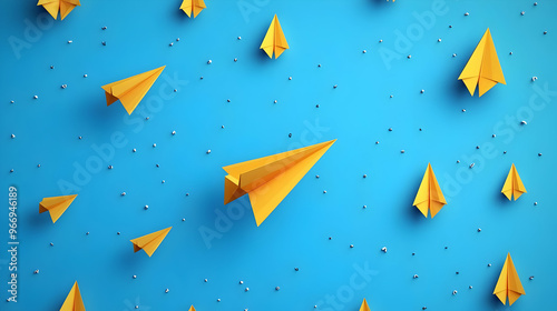 A vibrant blue background w...