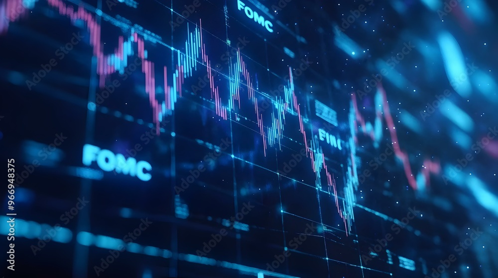 Fluctuating Stock Market Trends, a dynamic graph illustrating rising and falling stock lines alongside dollar values, reflecting market volatility.