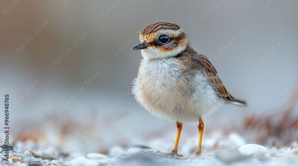 Fototapeta premium Adorable Little Ringed Plover on White Background