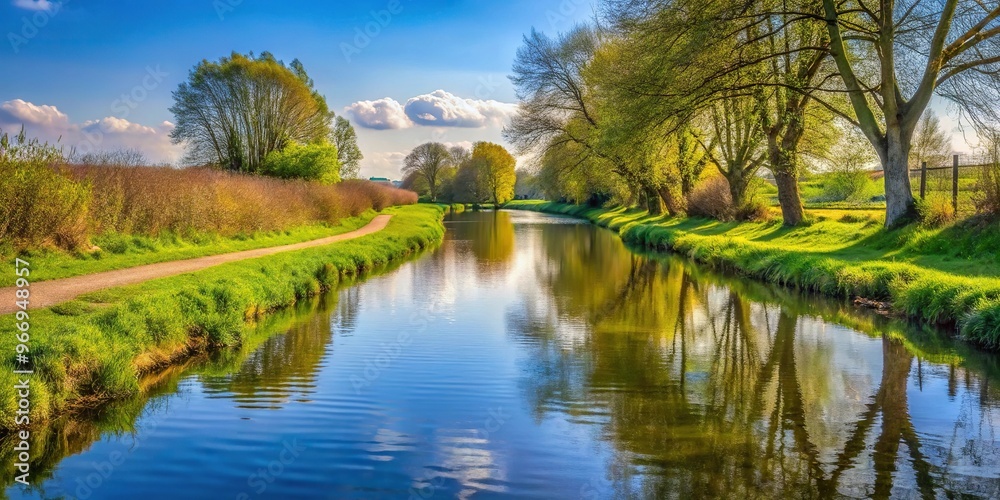 Obraz premium Sunny afternoon in Northamptonshire canal close-up