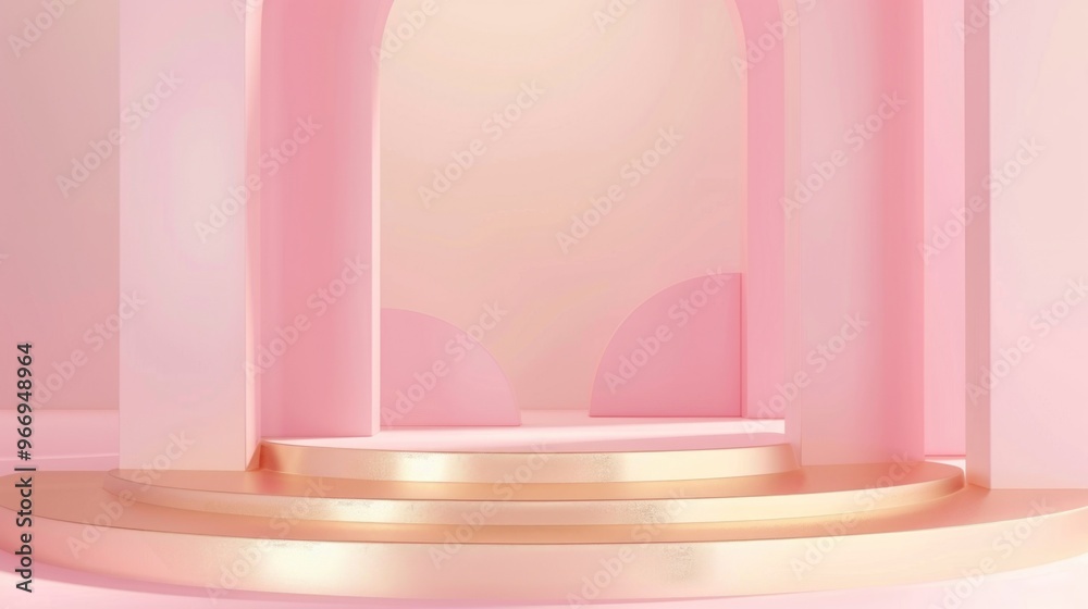 Abstract pink with shiny gold background