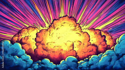 A vibrant explosion with ra...