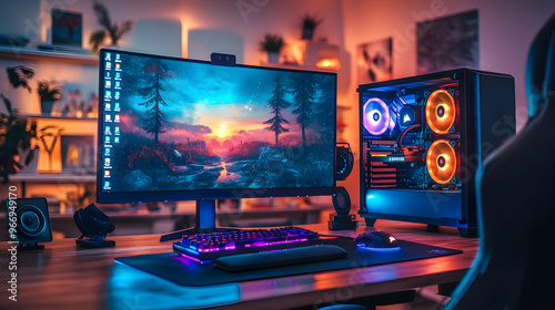 A vibrant gaming setup feat...