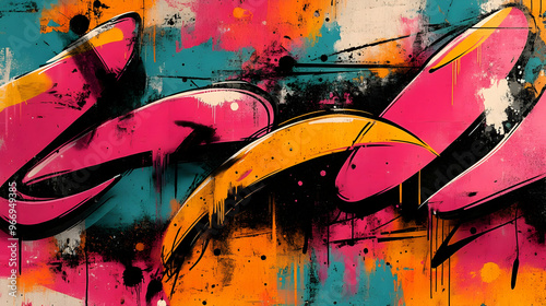A vibrant graffiti artwork ...