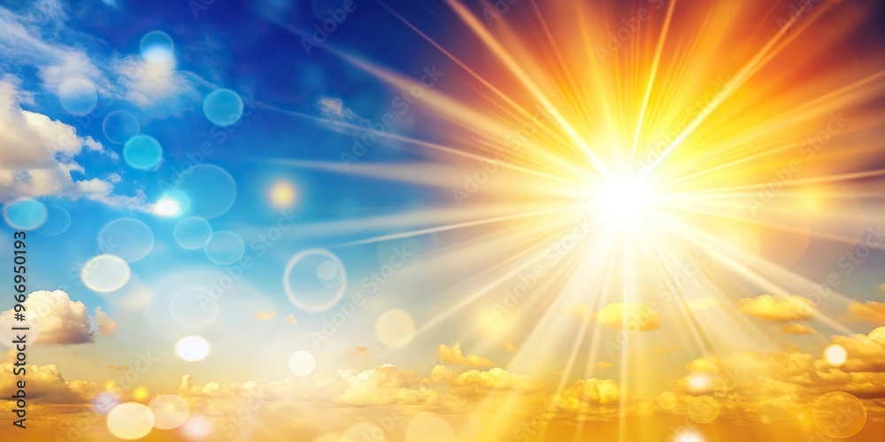 Obraz premium Sunny summer background with sun rays shining