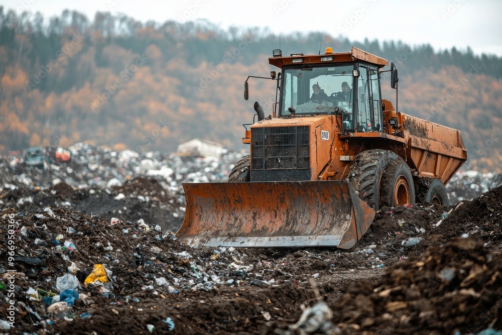 Waste landfill illustration created with Generative AI Waste landfill illustration created with Generative AI