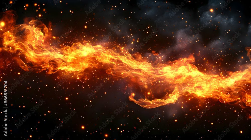 A vibrant representation of cosmic flames in a starry space background. A vibrant representation of cosmic flames in a starry space background.
