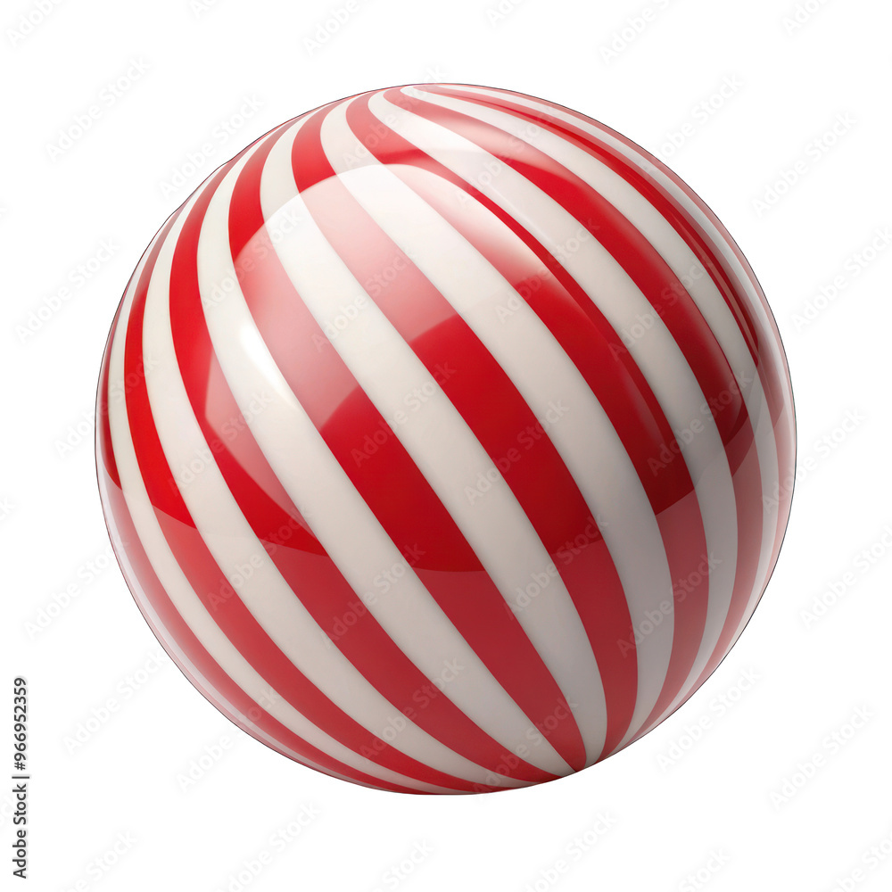 A red and white striped ball isolated on transparent background A red and white striped ball isolated on transparent background