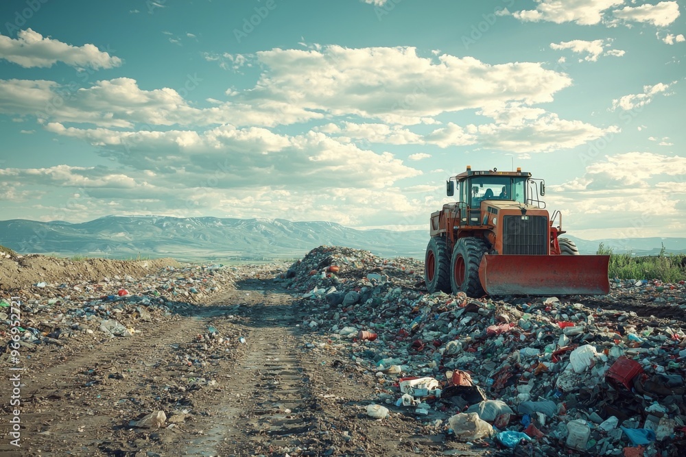 Waste landfill illustration created with Generative AI Waste landfill illustration created with Generative AI
