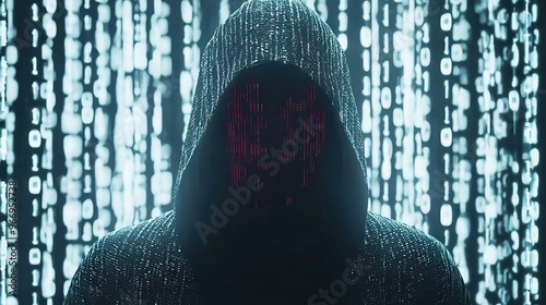Wallpaper Mural Anonymous Hacker in Digital World  Binary Code Background  Cybersecurity Concept Torontodigital.ca
