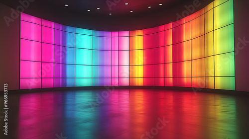 A vibrant, illuminated wall...