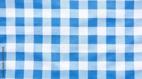 Blue and White Checkered Fabric Texture Background