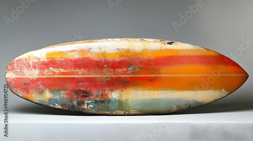 A vintage surfboard display...