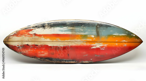 A vintage surfboard with a ...