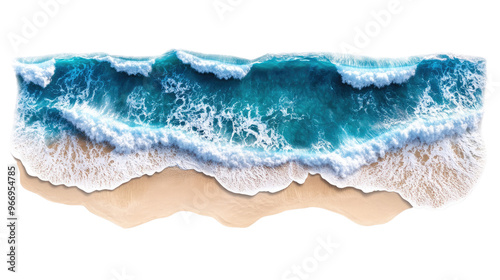 Fototapeta Naklejka Na Ścianę i Meble -  sea ​​waves with beach on transparent background