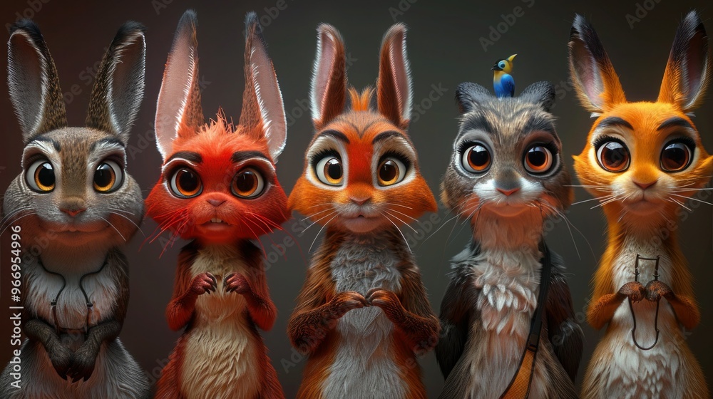 Whimsical Animal Faces: A Playful Cartoon Collection Whimsical Animal Faces: A Playful Cartoon Collection