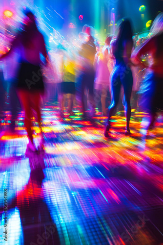 Dynamic dance floor scene at a vibrant nightclub photo