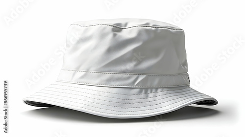 A white bucket hat designed...