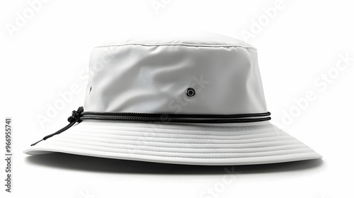 A white bucket hat designed...