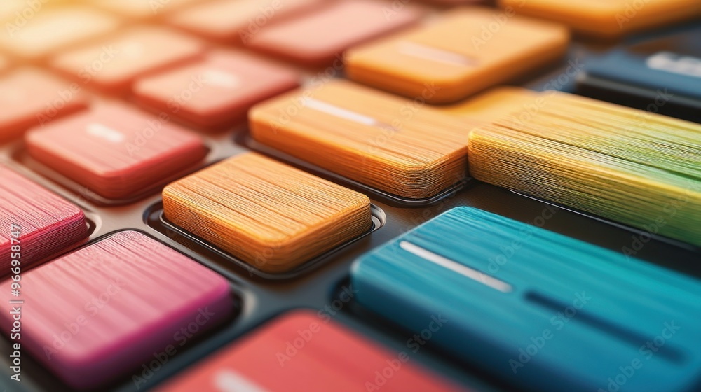 Colorful Wooden Keyboard Keys. Colorful Wooden Keyboard Keys.