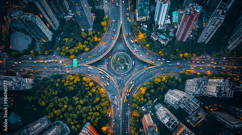 Aerial view of a busy urban...