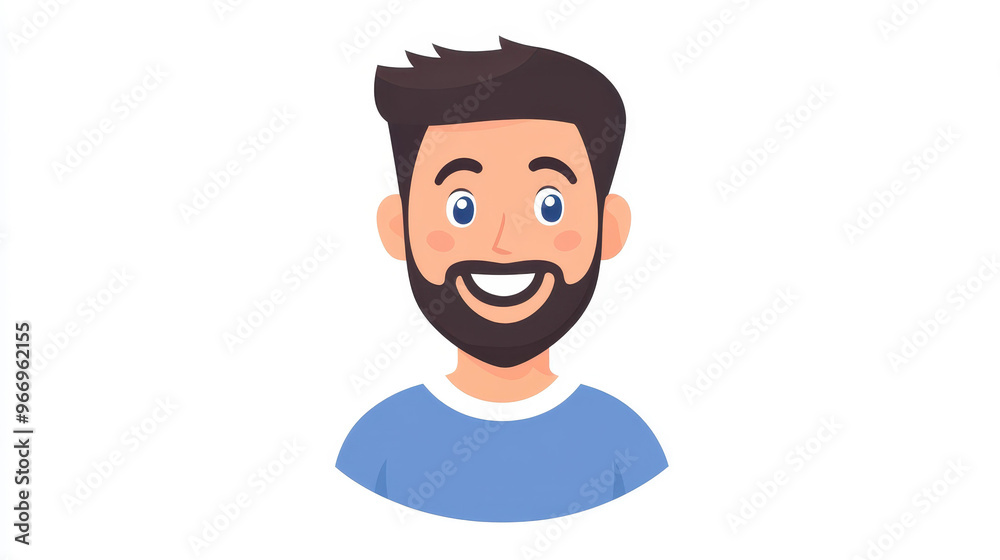 A vibrant illustration featuring a young man with a striking bearded avatar, set against a minimalist backdrop. A vibrant illustration featuring a young man with a striking bearded avatar, set against a minimalist backdrop.