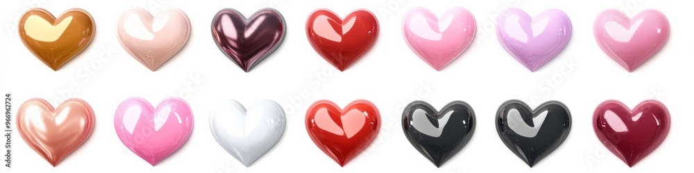 Versatile set of PNG cut-out hearts in three-dimensional style. Versatile set of PNG cut-out hearts in three-dimensional style.