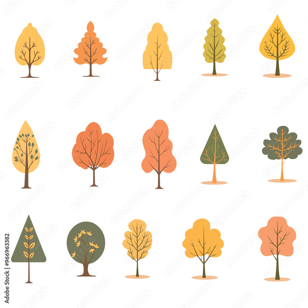 Autumn Season Tree isolated - Set of Autumn Plant Vector Illustration Autumn Season Tree isolated - Set of Autumn Plant Vector Illustration